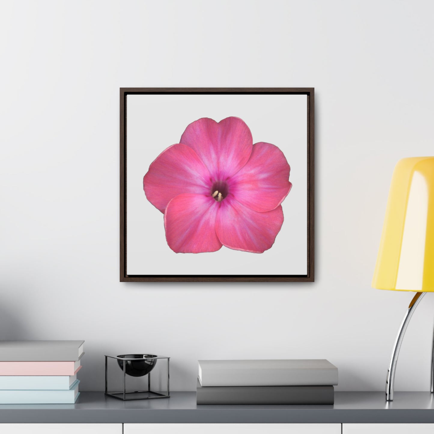 Phlox Flower Detail Pink | Framed Canvas | Silver Background