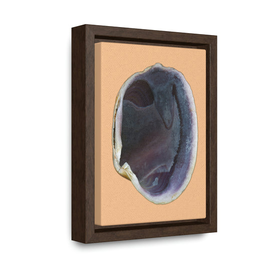 Quahog Clam Shell Purple Right Interior | Framed Canvas | Desert Tan Background