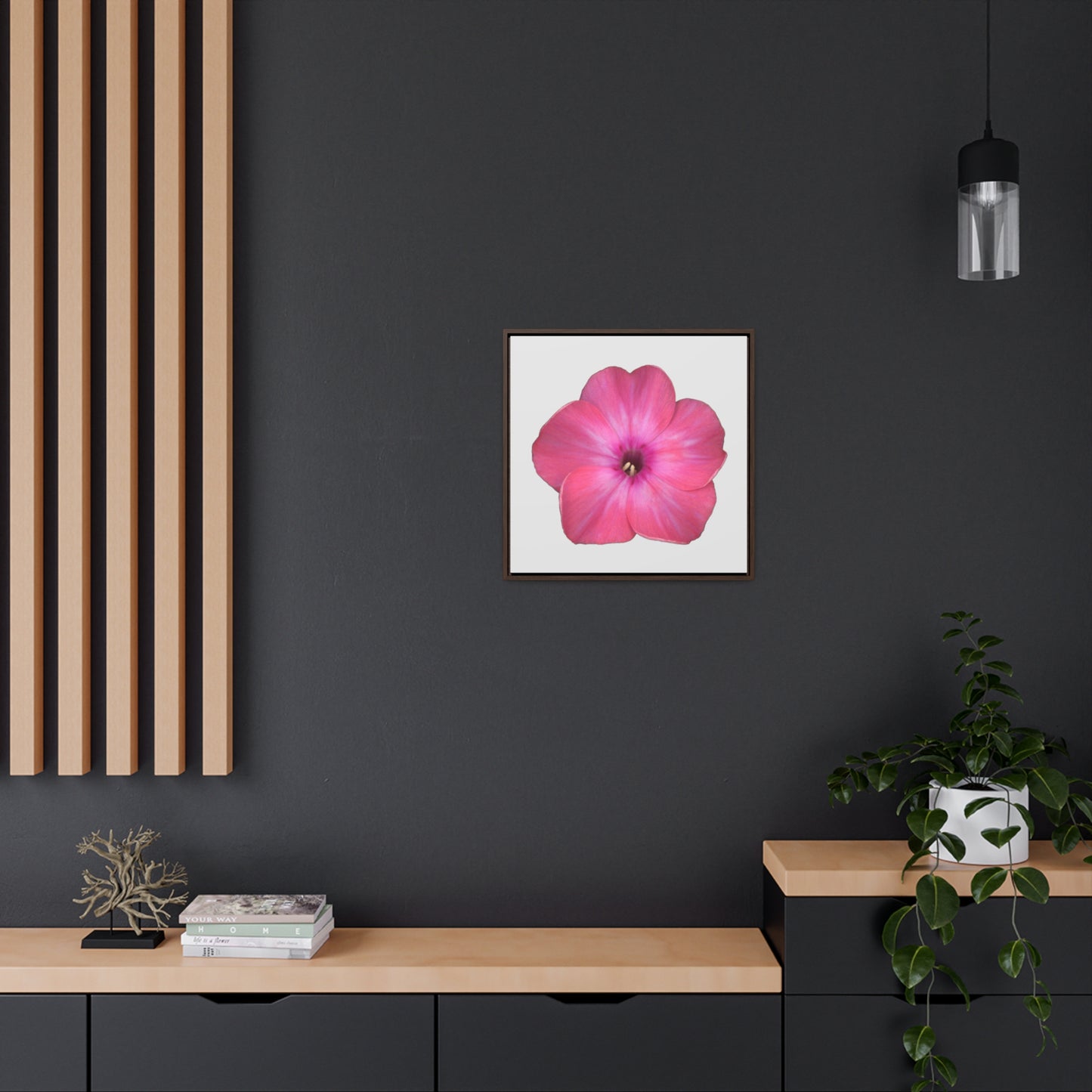 Phlox Flower Detail Pink | Framed Canvas | Silver Background