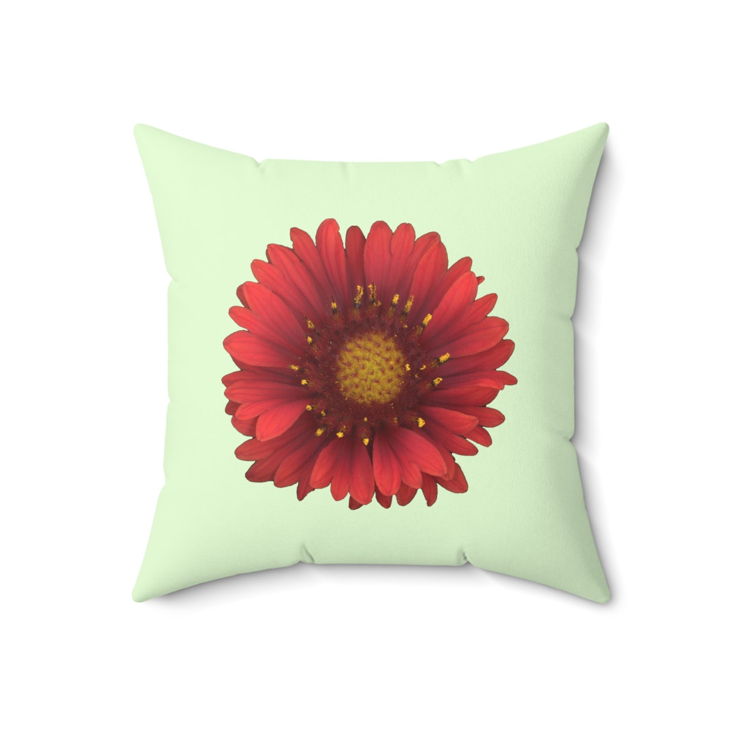 Throw Pillow | Blanket Flower Gaillardia Red | Sea Glass | 18x18 Bloomcore Cottagecore Gardencore Fairycore