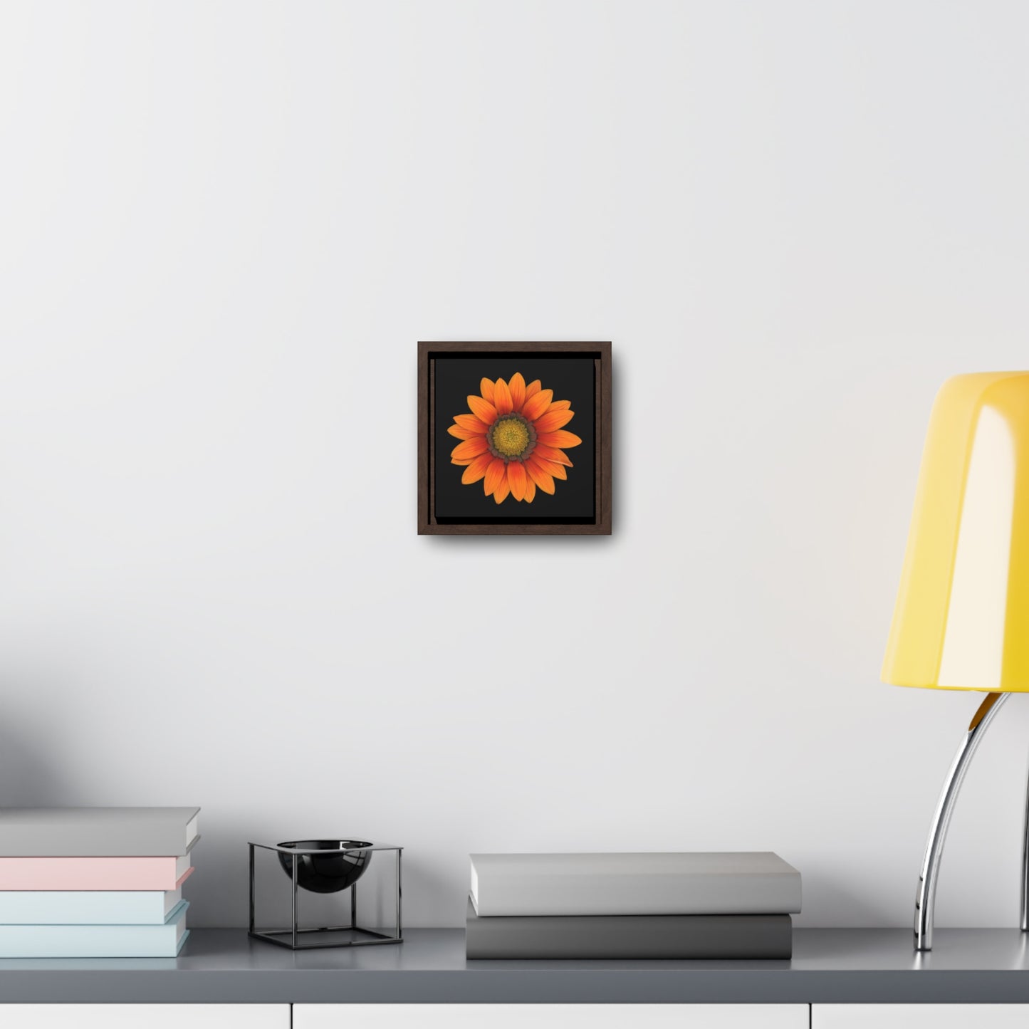 Gazania Flower Orange | Framed Canvas | Black Background