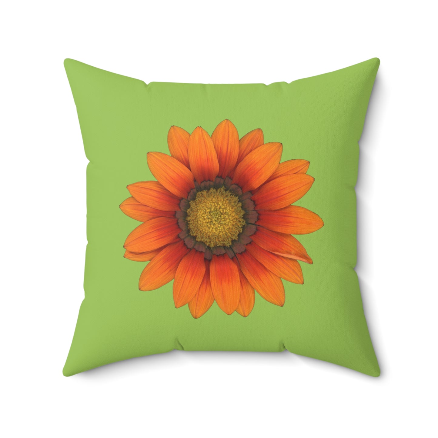 Throw Pillow | Gazania Flower Orange | Pistachio Green | 20x20 Bloomcore Cottagecore Gardencore Fairycore