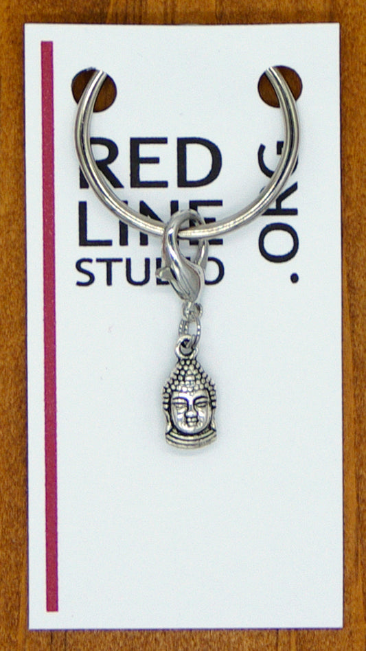 Buddha Head Charm Silver Wine Glass Charm | Zipper Pull | Stitch Marker