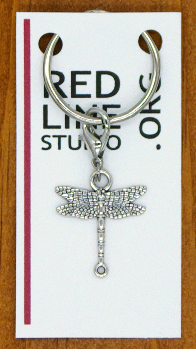 Dragonfly Silver Wine Glass Charm | Zipper Pull | Stitch Marker