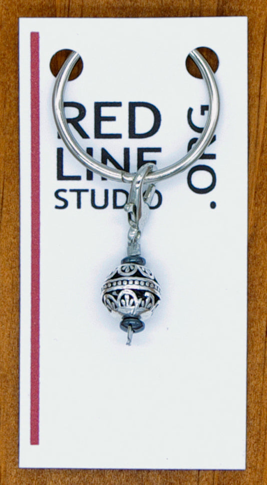 Fleur-de-lis LolliBead® Silver Wine Glass Charm | Zipper Pull | Stitch Marker