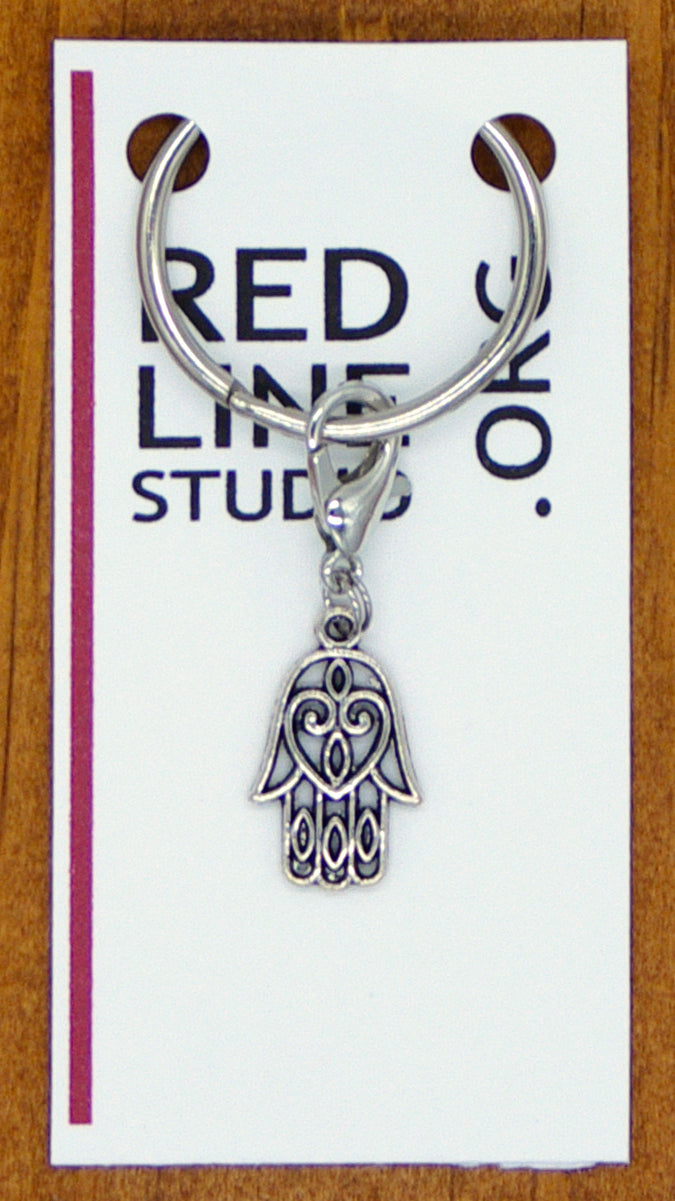 Hamsa Hand Silver Wine Glass Charm | Zipper Pull | Stitch Marker