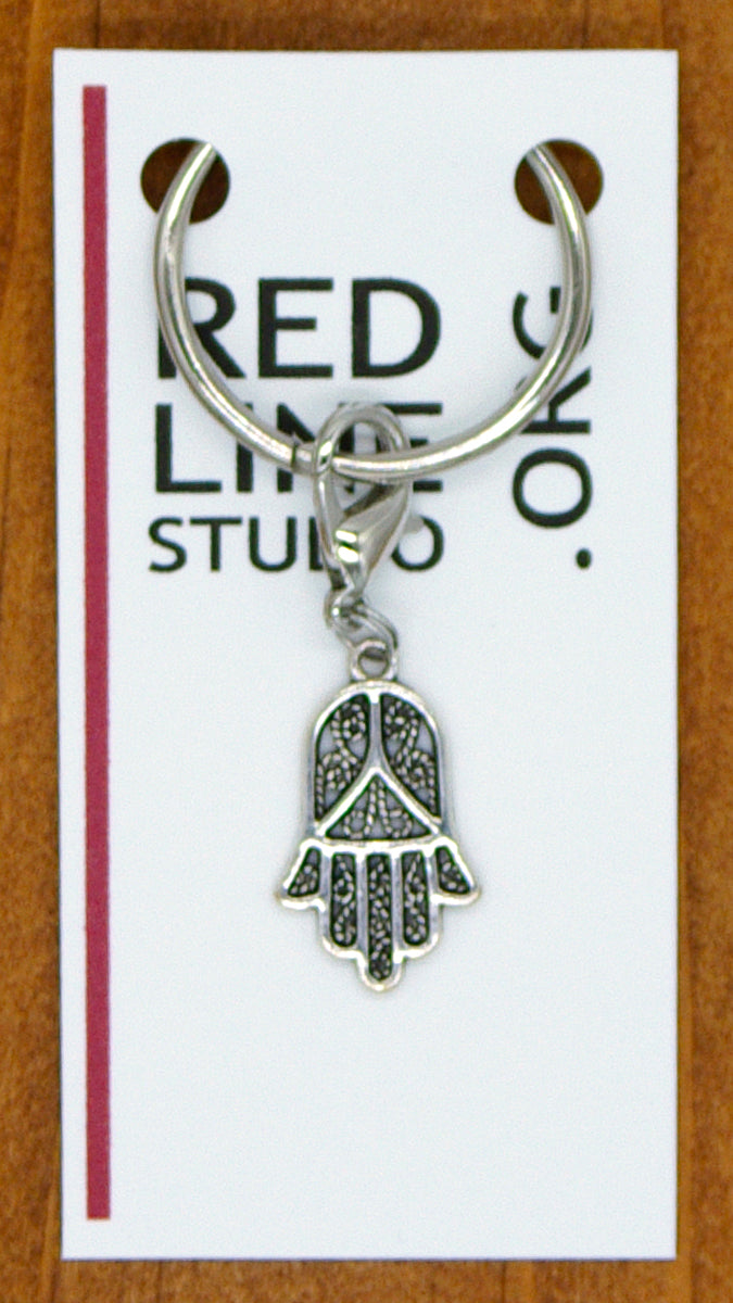 Hamsa Hand Silver Wine Glass Charm | Zipper Pull | Stitch Marker