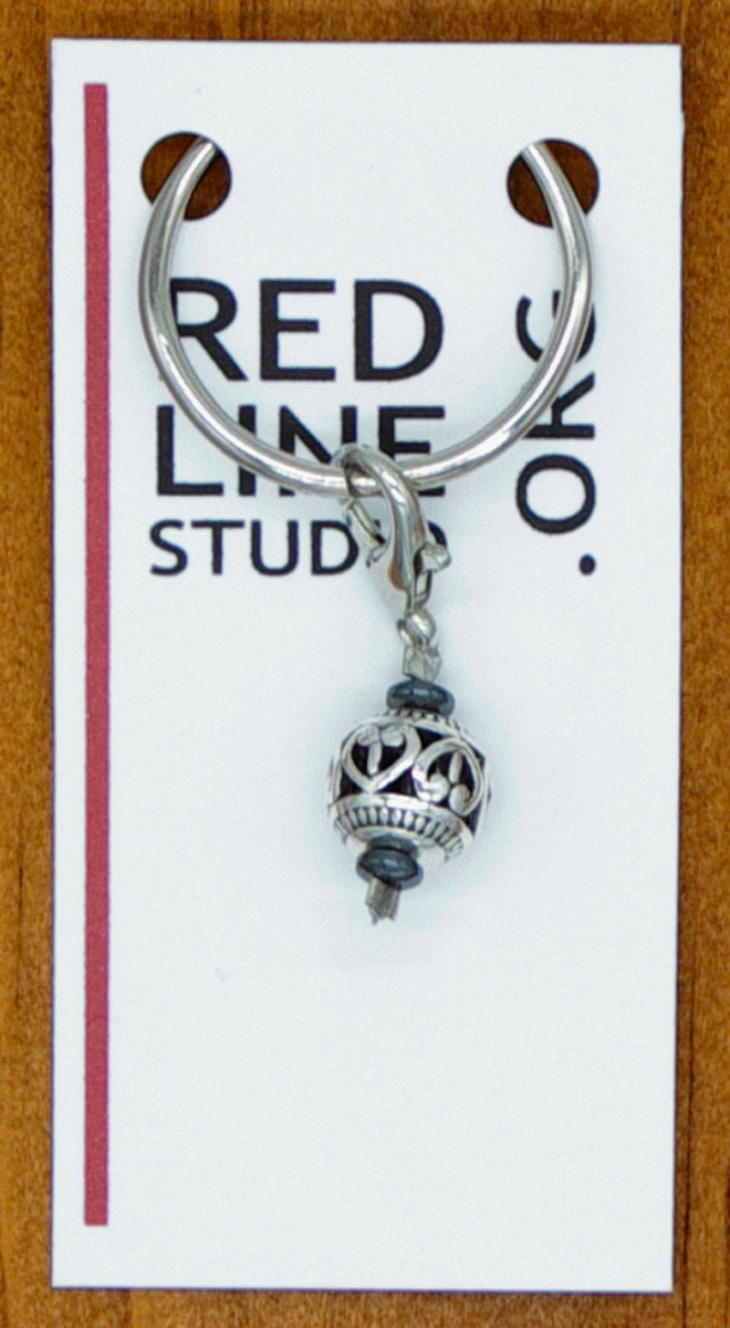 Heart LolliBead® Silver Wine Glass Charm | Zipper Pull | Stitch Marker