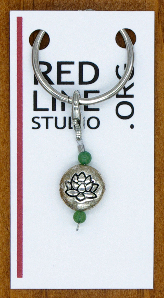 Lotus Flower Silver Wine Glass Charm | Zipper Pull | Stitch Marker