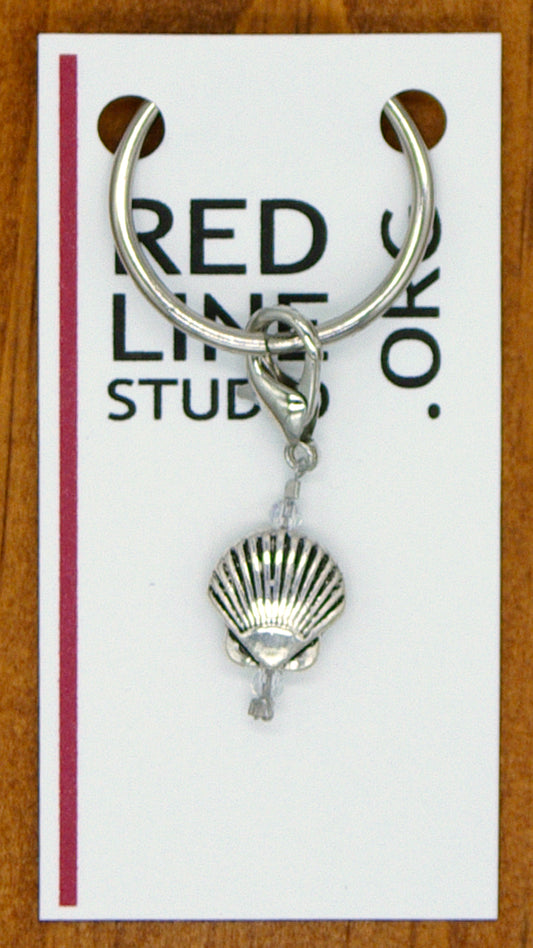 Scallop Shell Silver Wine Glass Charm | Zipper Pull | Stitch Marker