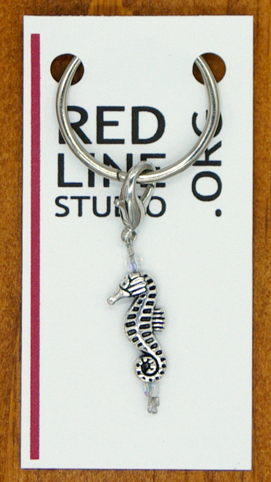 Seahorse Silver Wine Glass Charm | Zipper Pull | Stitch Marker