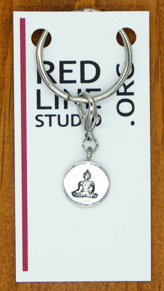 Om, Seated Buddha, Lotus Flower, Tree of Life Meditation Yoga Silver Wine Glass Charm | Zipper Pull | Stitch Marker