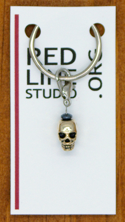 Skull Silver Wine Glass Charm | Zipper Pull | Stitch Marker