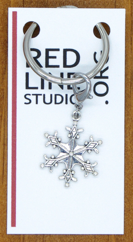 Snowflake Silver Wine Glass Charms | Zipper Pulls | Stitch Markers