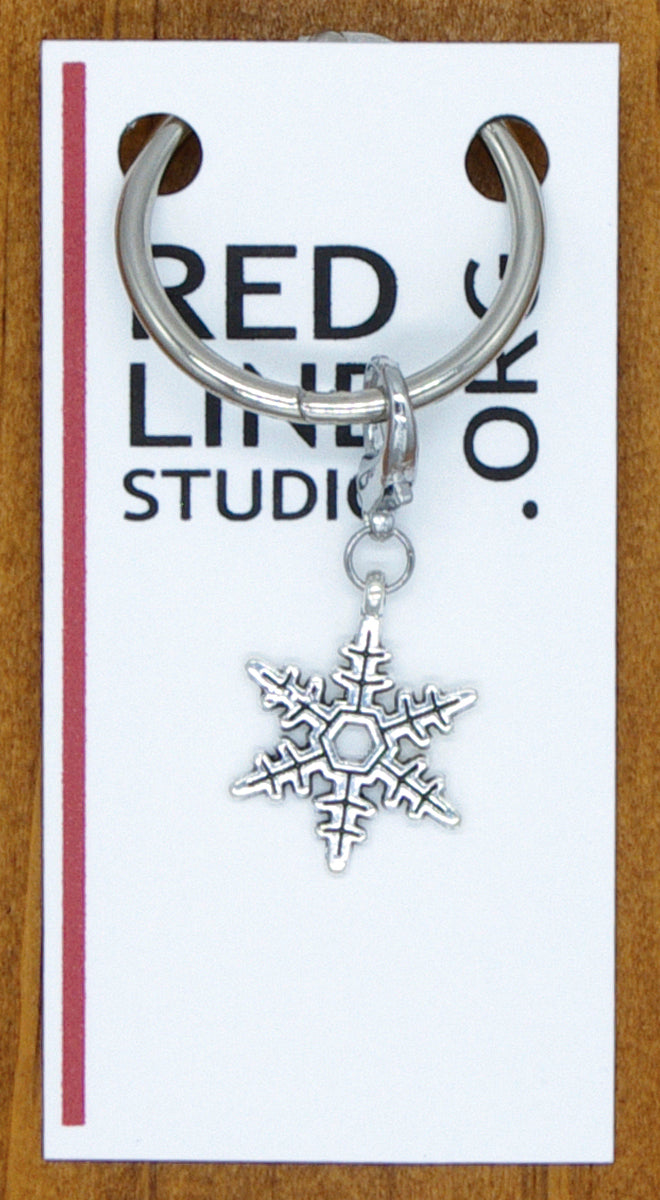 Snowflake Silver Wine Glass Charms | Zipper Pulls | Stitch Markers