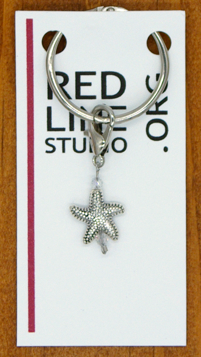 Starfish Shell Silver Wine Glass Charm | Zipper Pull | Stitch Marker