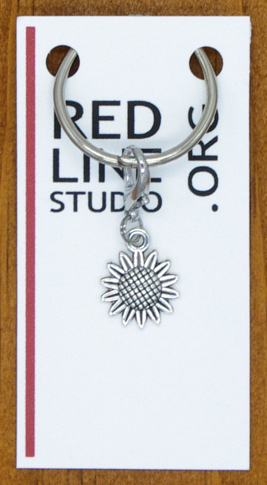 Sunflower Silver Wine Glass Charm | Zipper Pull | Stitch Marker