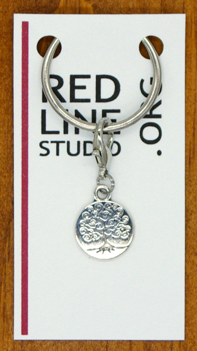 Om, Seated Buddha, Lotus Flower, Tree of Life Meditation Yoga Silver Wine Glass Charm | Zipper Pull | Stitch Marker