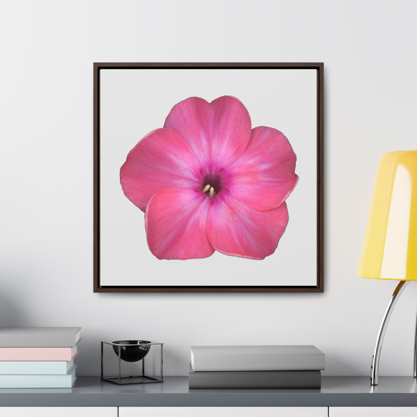 Phlox Flower Detail Pink | Framed Canvas | Silver Background