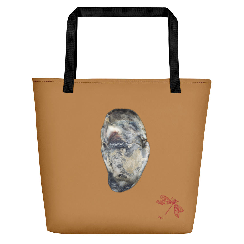 Oyster Shell Blue | Tote Bag | Large | Camel Brown