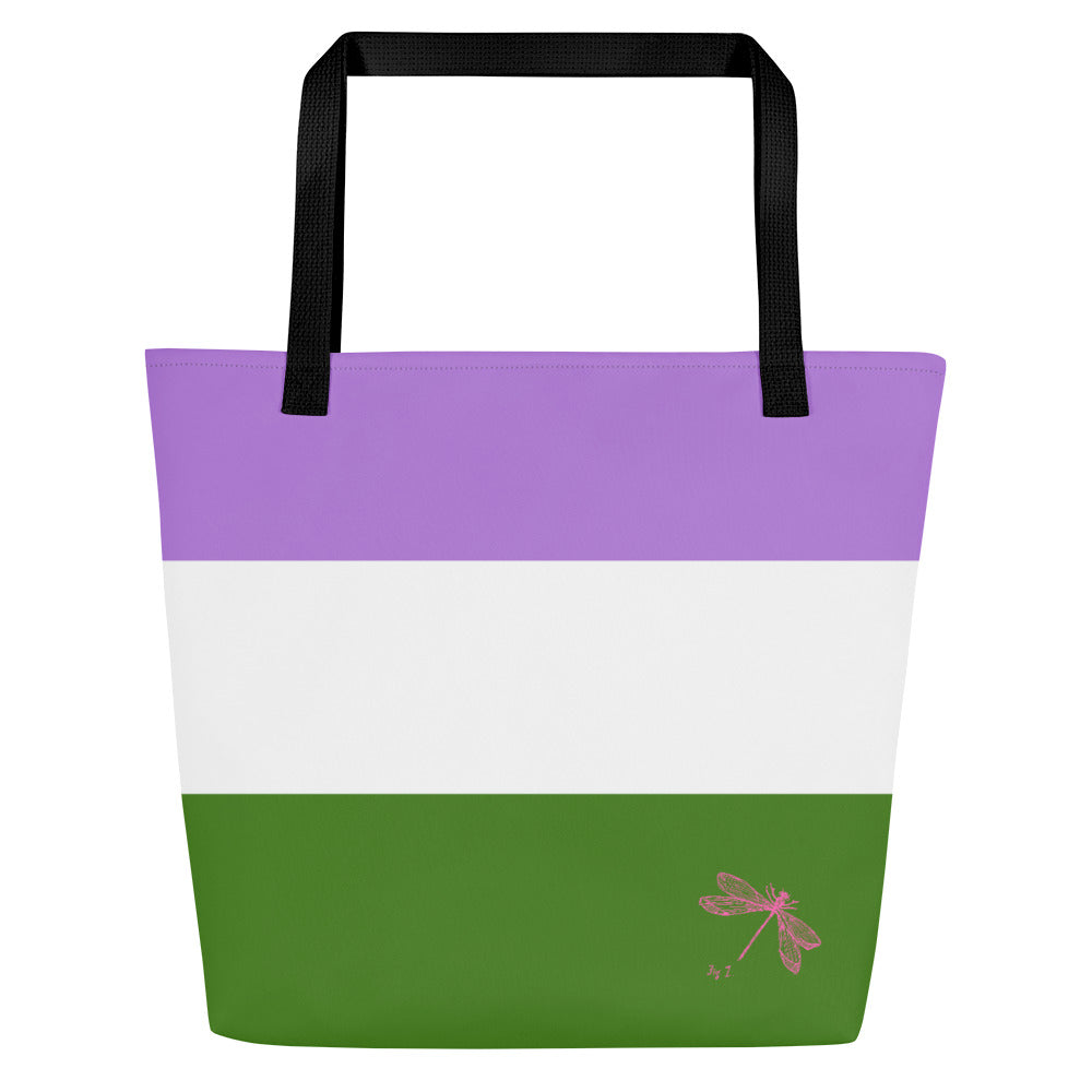 Genderqueer Pride Flag | Tote Bag | Large | Lavender White Green