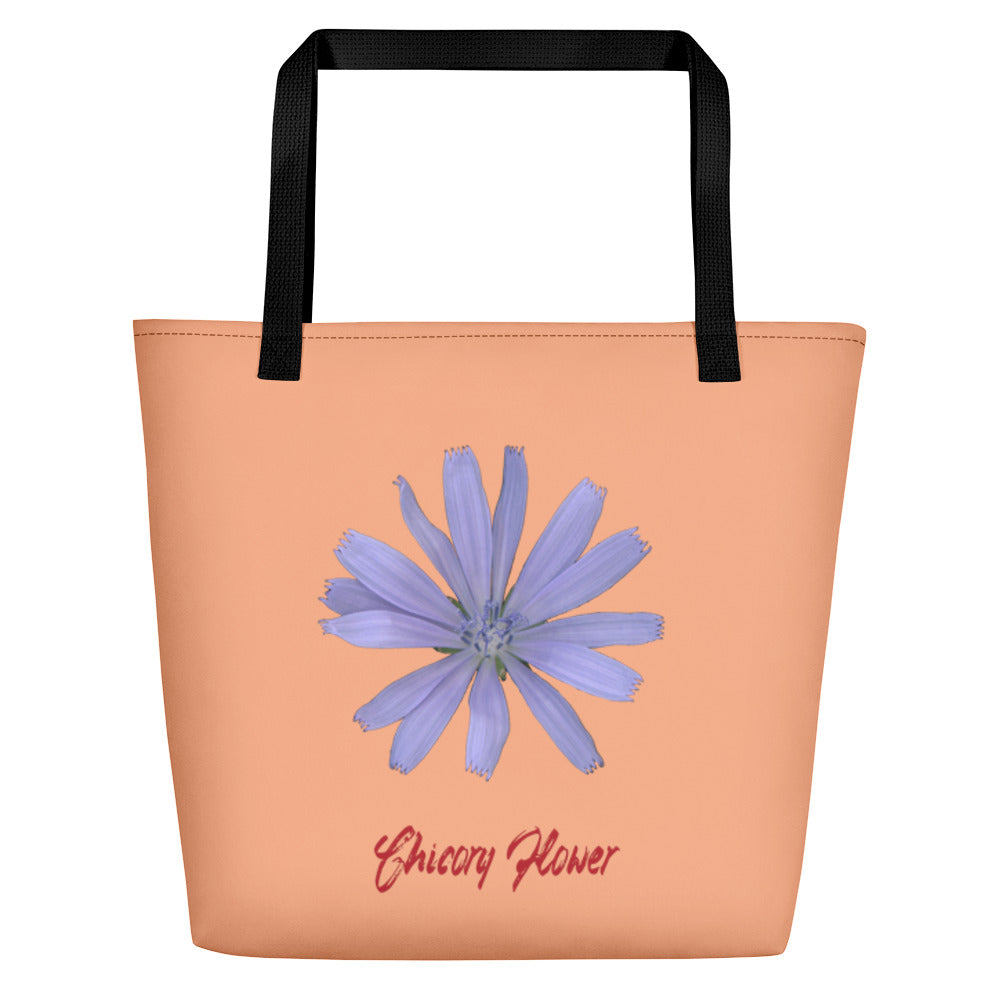 Chicory Flower Blue | Tote Bag | Large | Peach