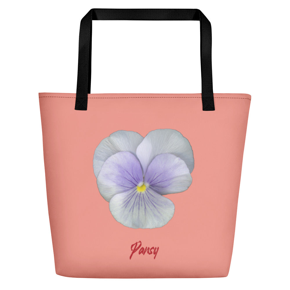 Pansy Viola Flower Lavender | Tote Bag | Large | Flamingo Pink