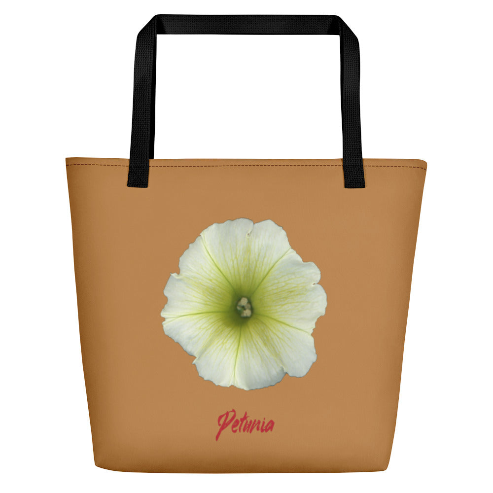 Petunia Flower Yellow-Green | Tote Bag | Large | Camel Brown