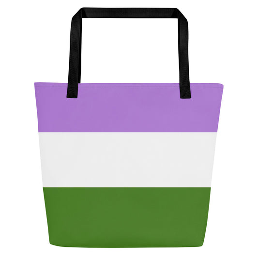 Genderqueer Pride Flag | Tote Bag | Large | Lavender White Green