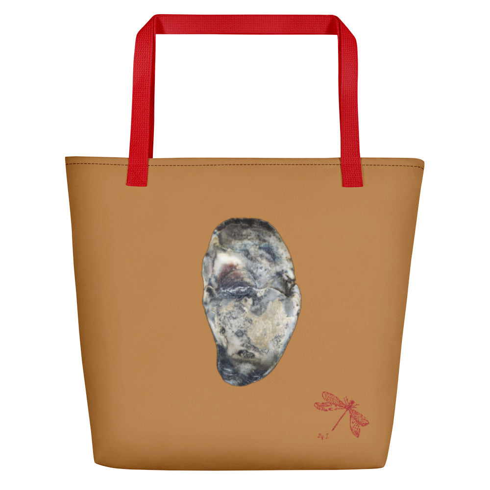 Oyster Shell Blue | Tote Bag | Large | Camel Brown