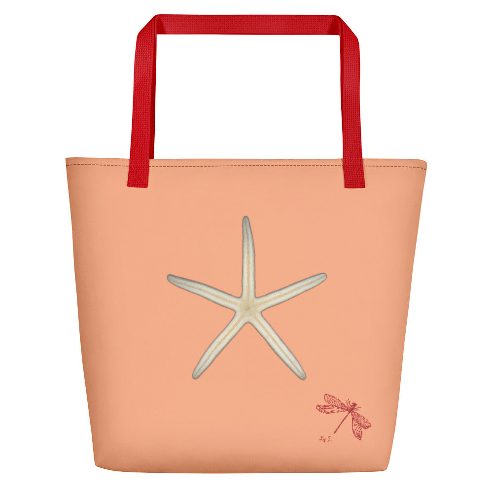 Finger Starfish Shell | Tote Bag | Large | Peach