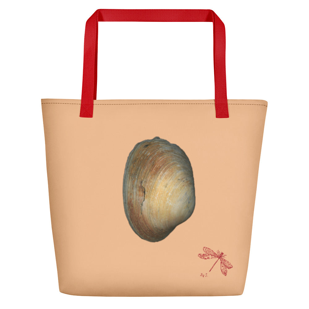 Quahog Clam Shell Purple | Tote Bag | Large | Desert Tan