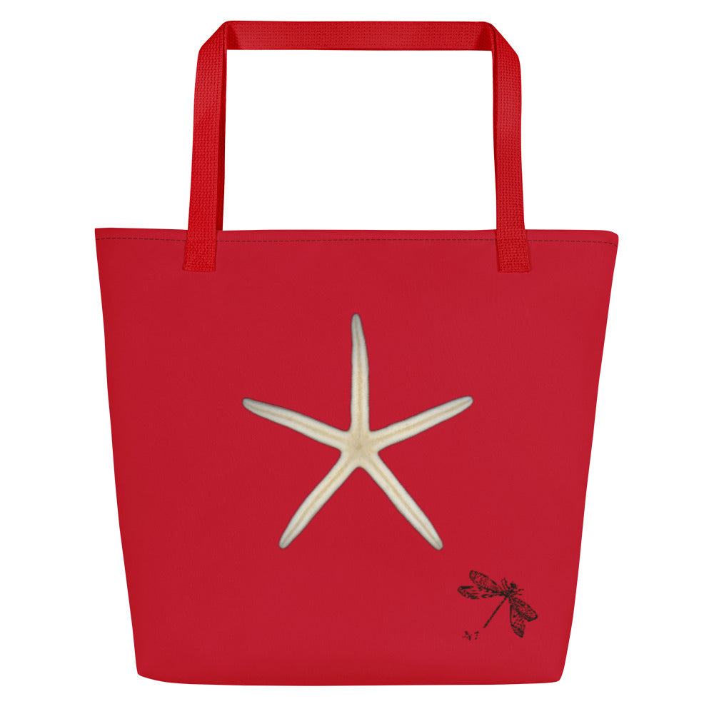 Finger Starfish Shell | Tote Bag | Large | Red