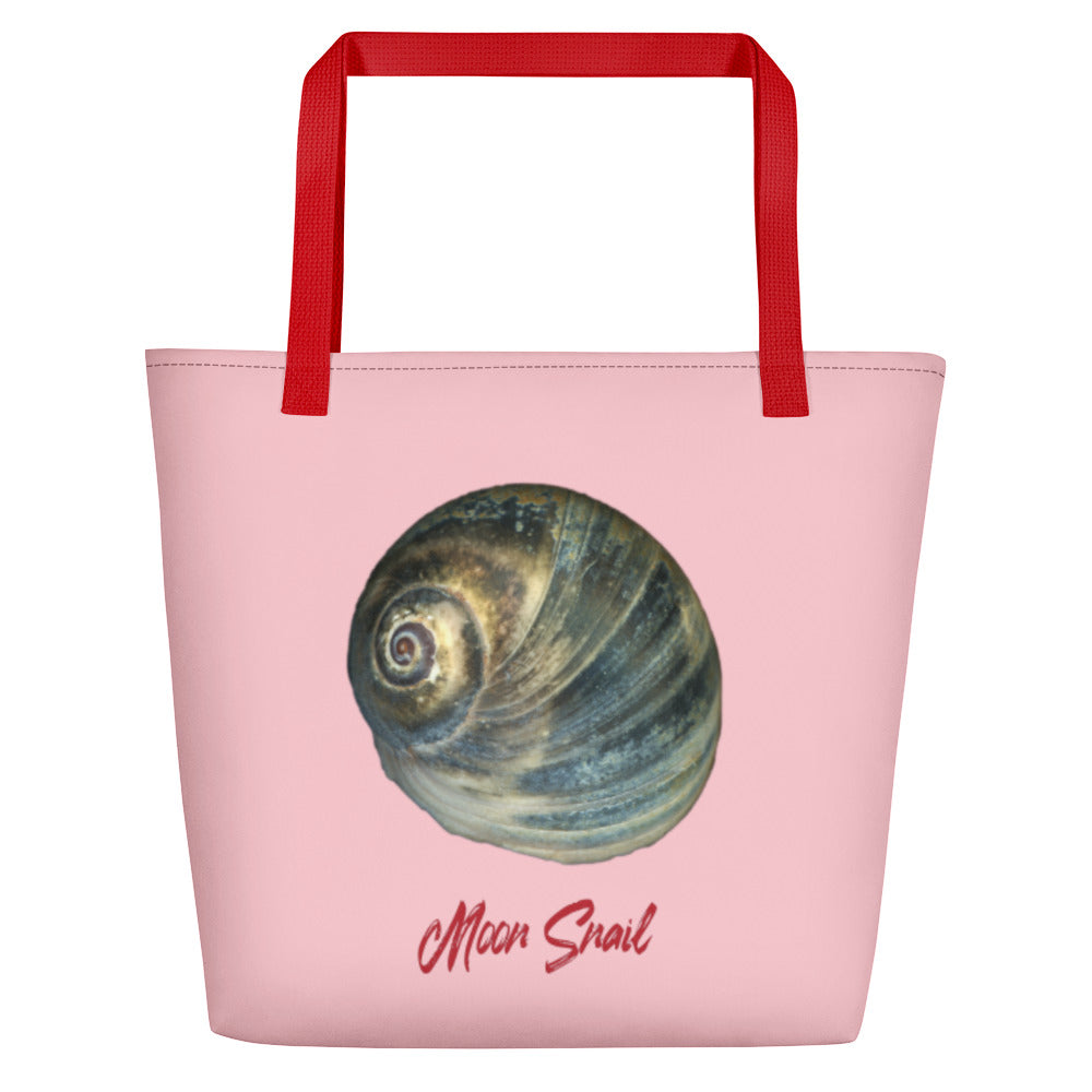 Moon Snail Shell Blue | Tote Bag | Large | Pink