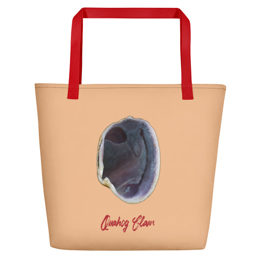 Quahog Clam Shell Purple | Tote Bag | Large | Desert Tan