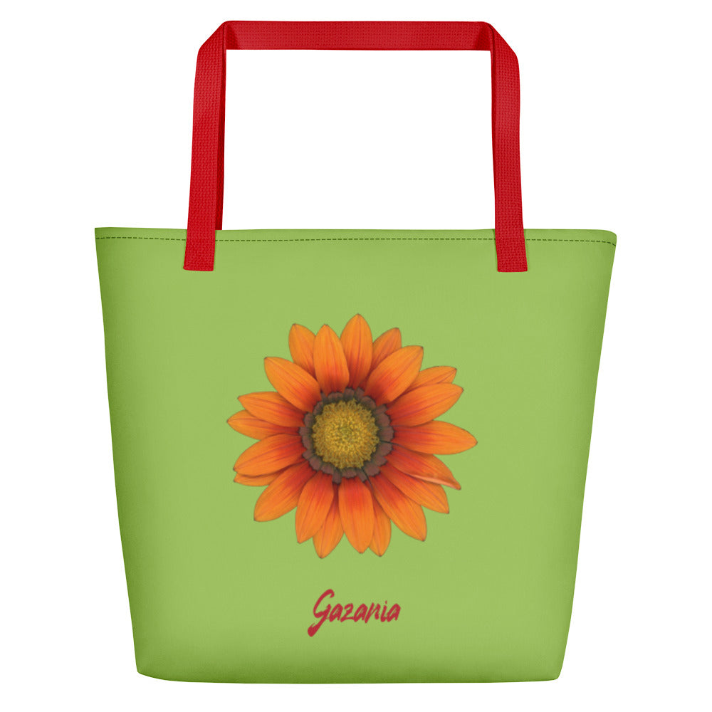 Gazania Flower Orange | Tote Bag | Large | Pistachio Green