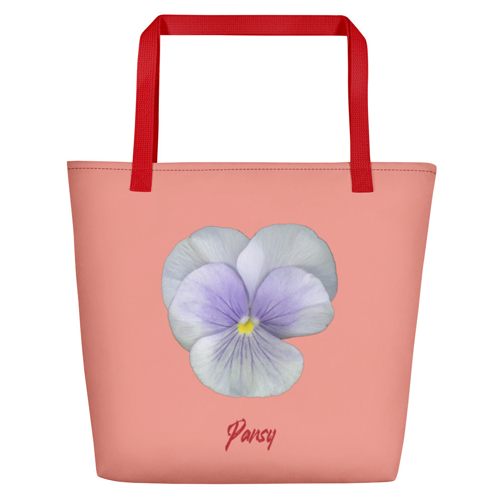 Pansy Viola Flower Lavender | Tote Bag | Large | Flamingo Pink