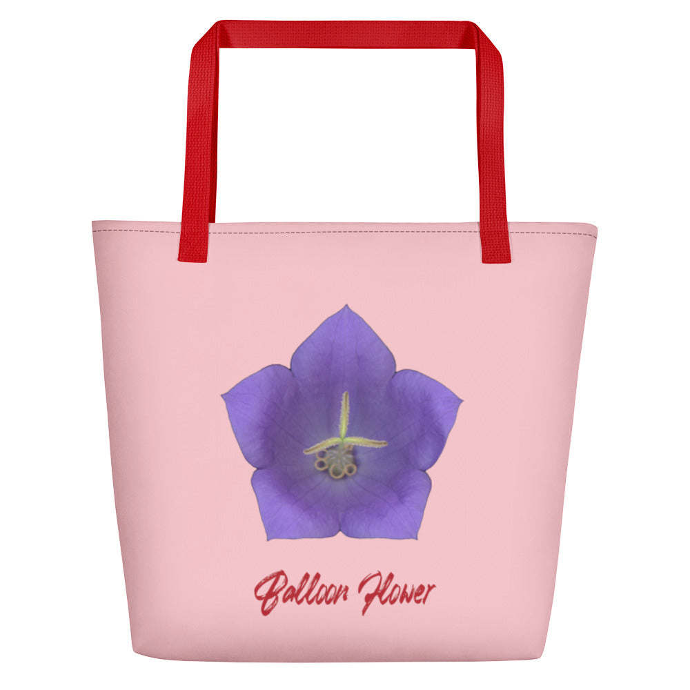 Balloon Flower Blue | Tote Bag | Large | Pink