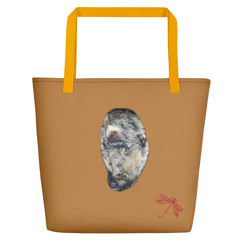 Oyster Shell Blue | Tote Bag | Large | Camel Brown