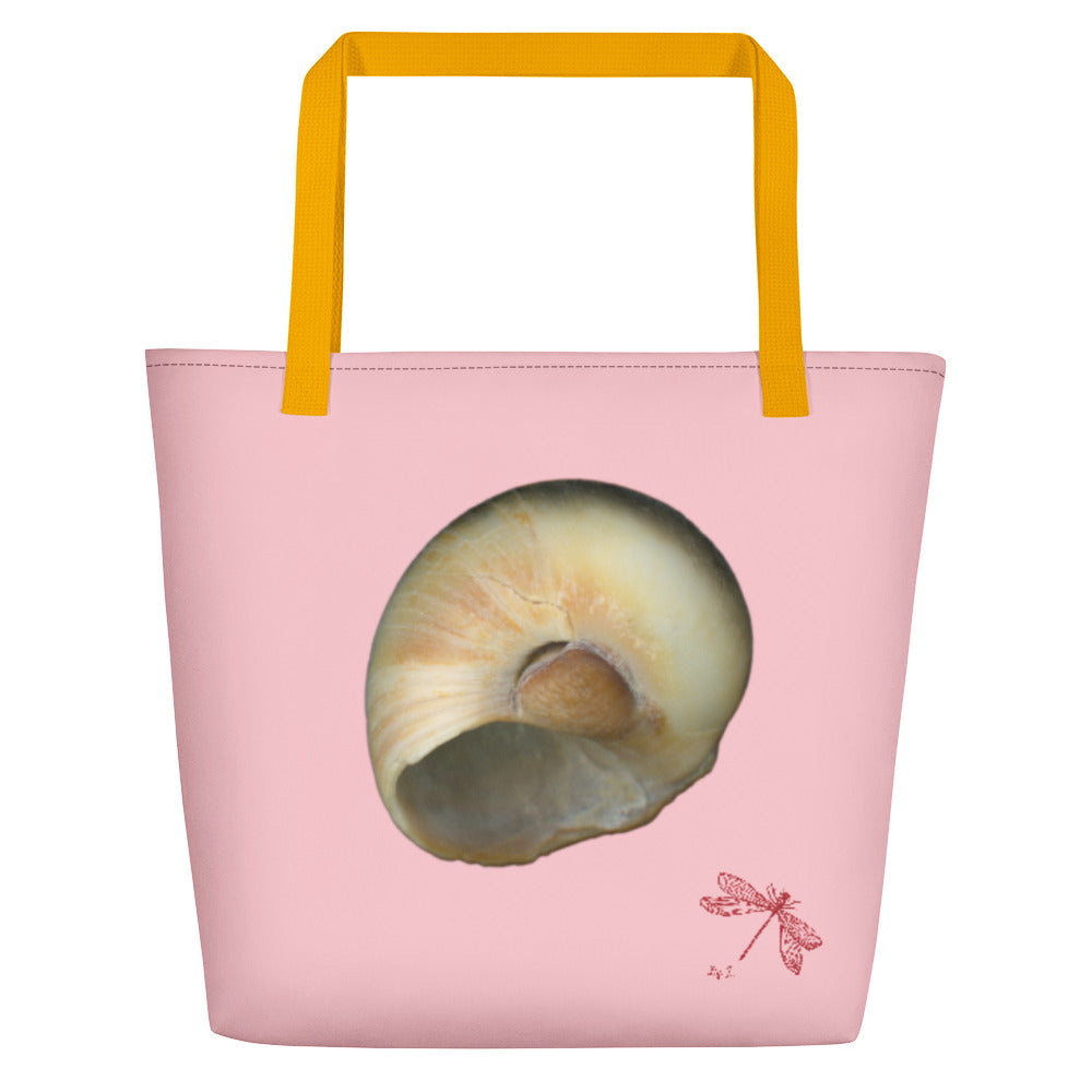 Moon Snail Shell Blue | Tote Bag | Large | Pink