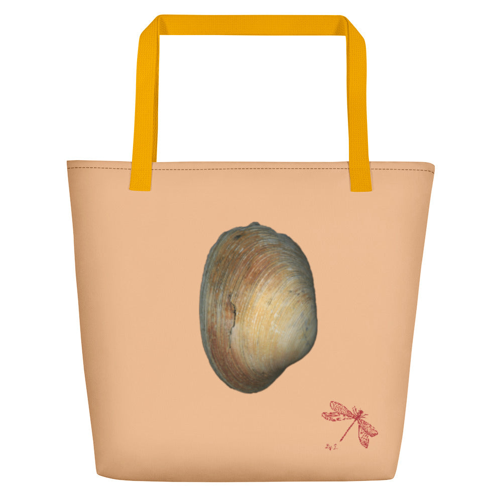 Quahog Clam Shell Purple | Tote Bag | Large | Desert Tan