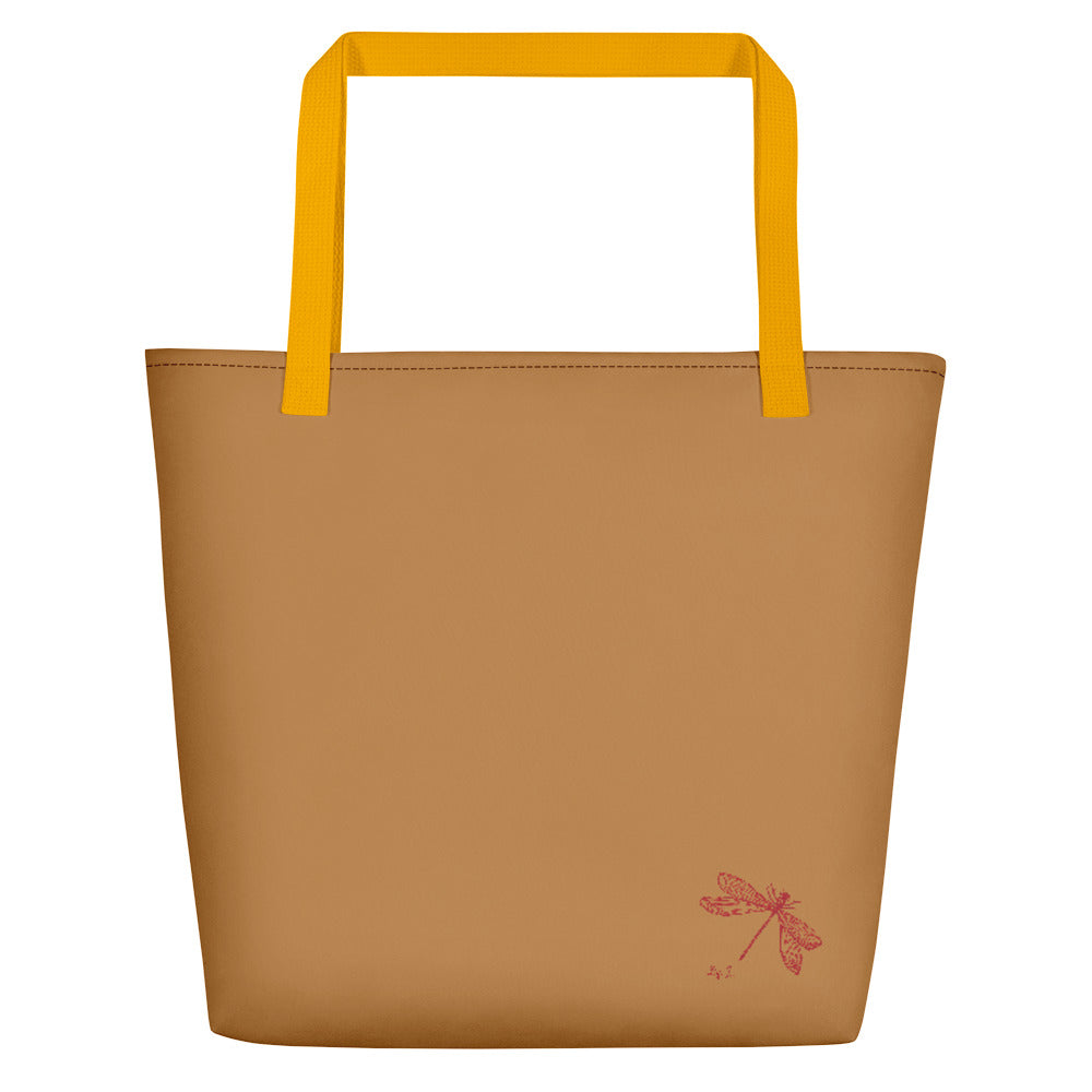 Petunia Flower Yellow-Green | Tote Bag | Large | Camel Brown