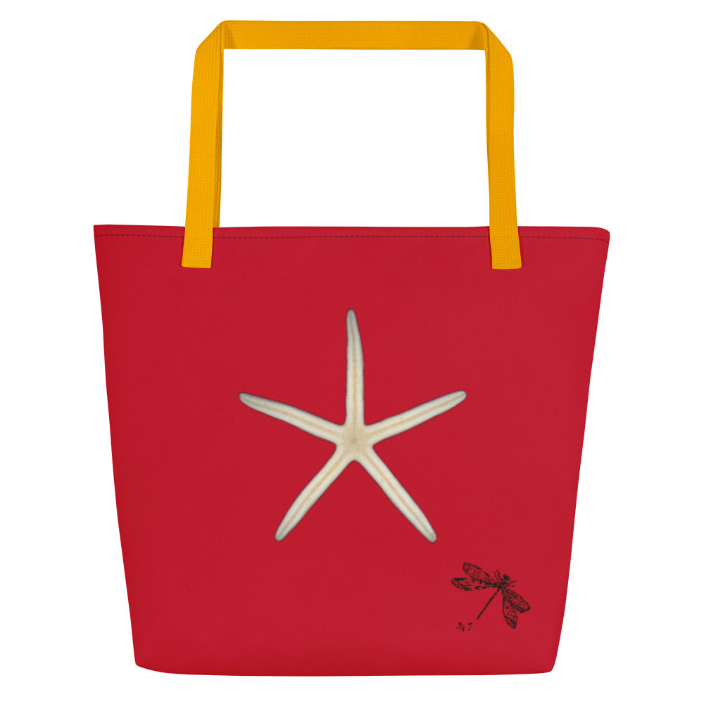 Finger Starfish Shell | Tote Bag | Large | Red