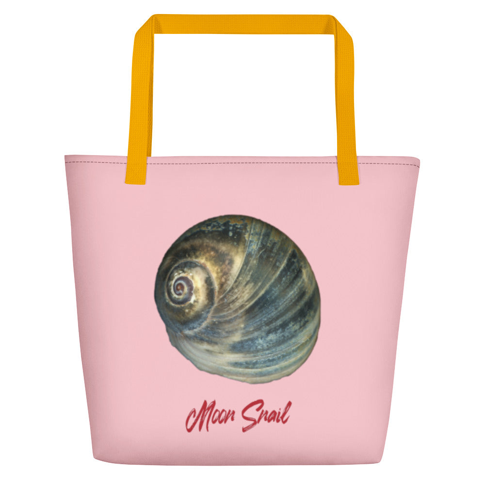 Moon Snail Shell Blue | Tote Bag | Large | Pink