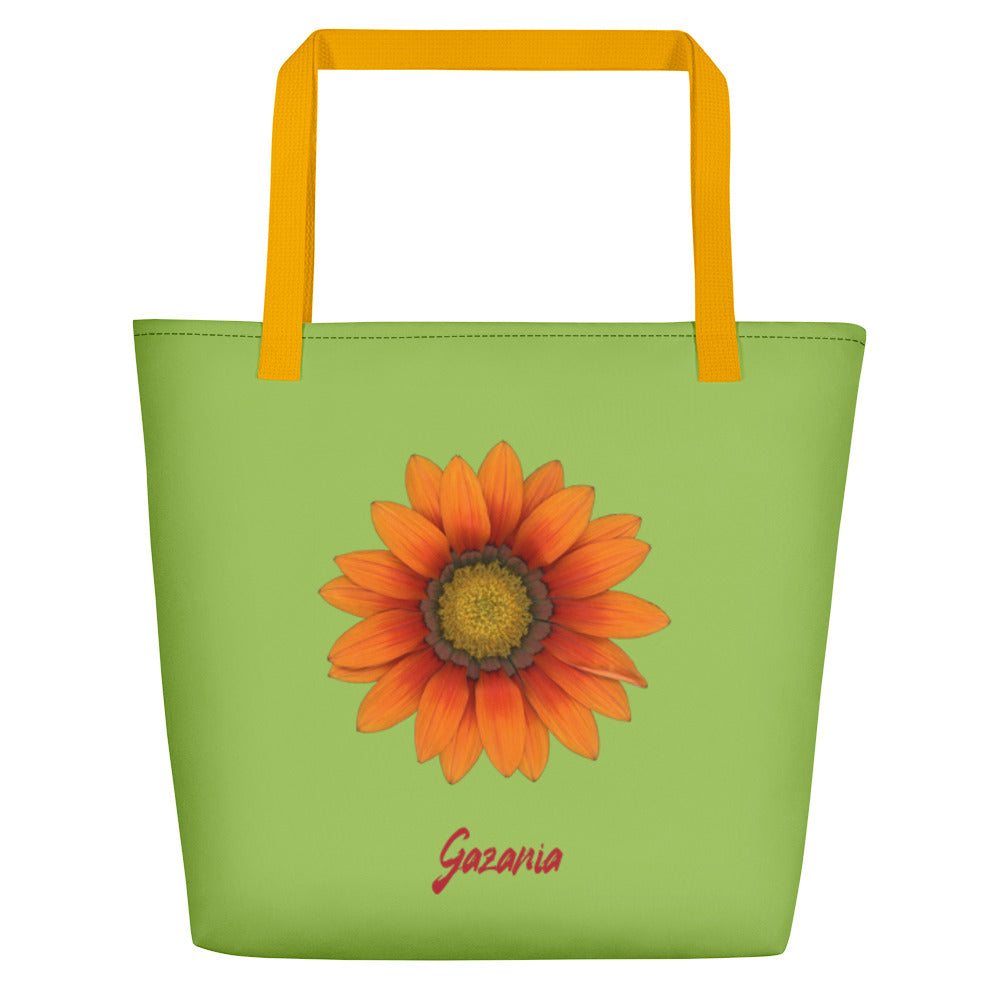 Gazania Flower Orange | Tote Bag | Large | Pistachio Green