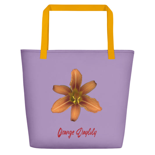 Orange Daylily Flower | Tote Bag | Large | Lavender