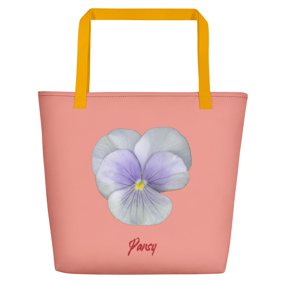 Pansy Viola Flower Lavender | Tote Bag | Large | Flamingo Pink