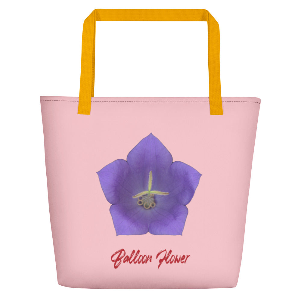 Balloon Flower Blue | Tote Bag | Large | Pink