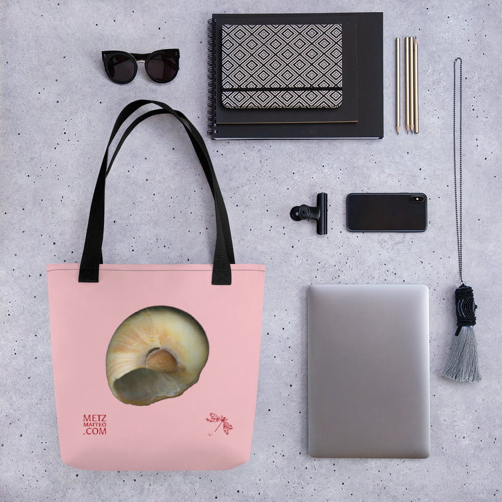 Moon Snail Shell Blue | Tote Bag | Small | Pink