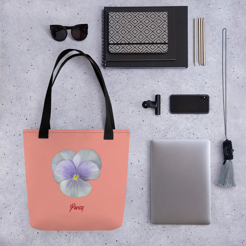 Pansy Viola Flower Lavender | Tote Bag | Small | Flamingo Pink